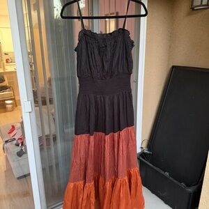 Chic Black and Orange Maxi Dress